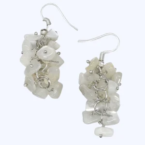 White Moonstone Crystal Earrings (Silver)