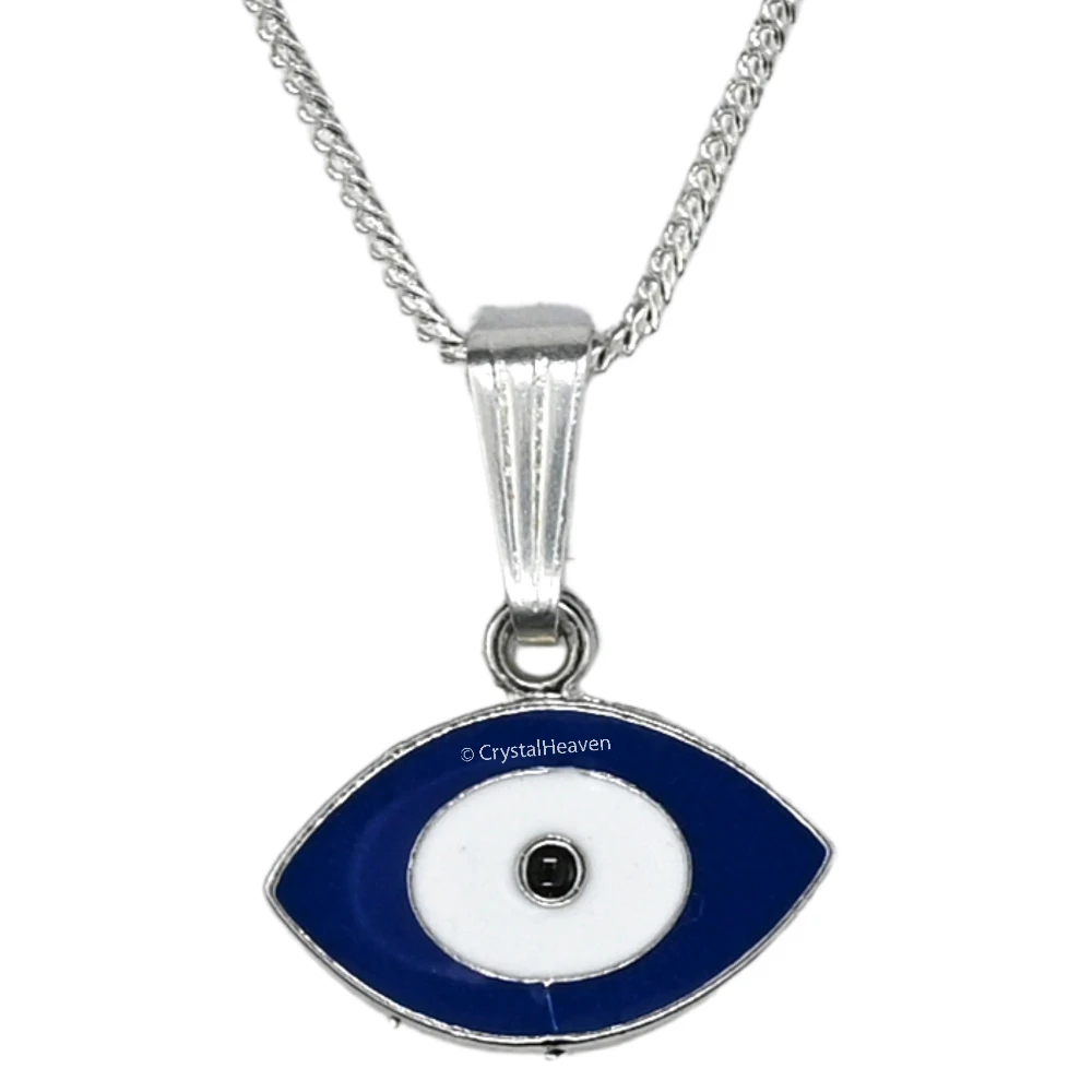 Blue Evil Eye Pendant Necklace (Silver)