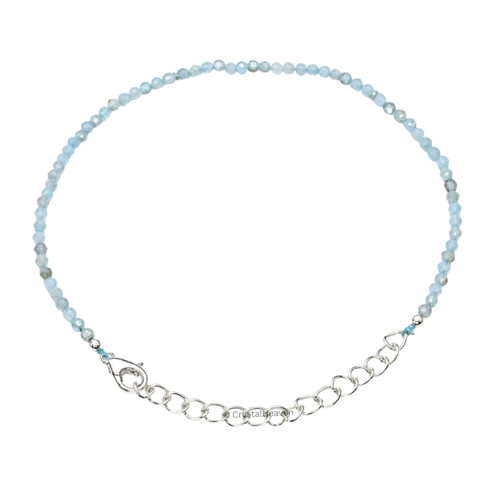 Aquamarine Bracelets - 2mm Faceted Beads (Silver)