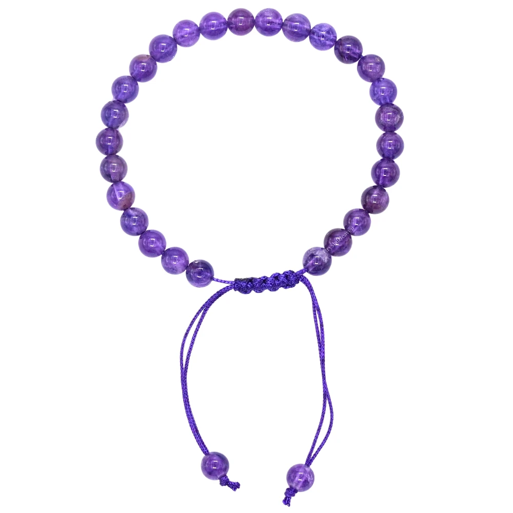 Amethyst Healing Crystal Bracelets - 6mm Beads (Adjustable) - Image 3