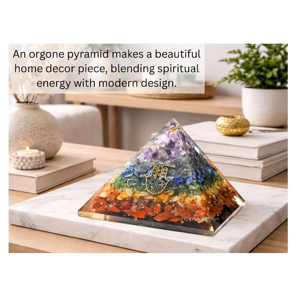 7 Chakra Orgone Pyramid (Small Hamsa) - Image 6