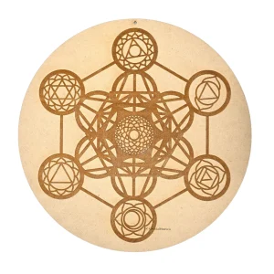 Chakra Metatron Cube Sacred Geometry Wall Art Cum Crystal Grid (6 Inch)