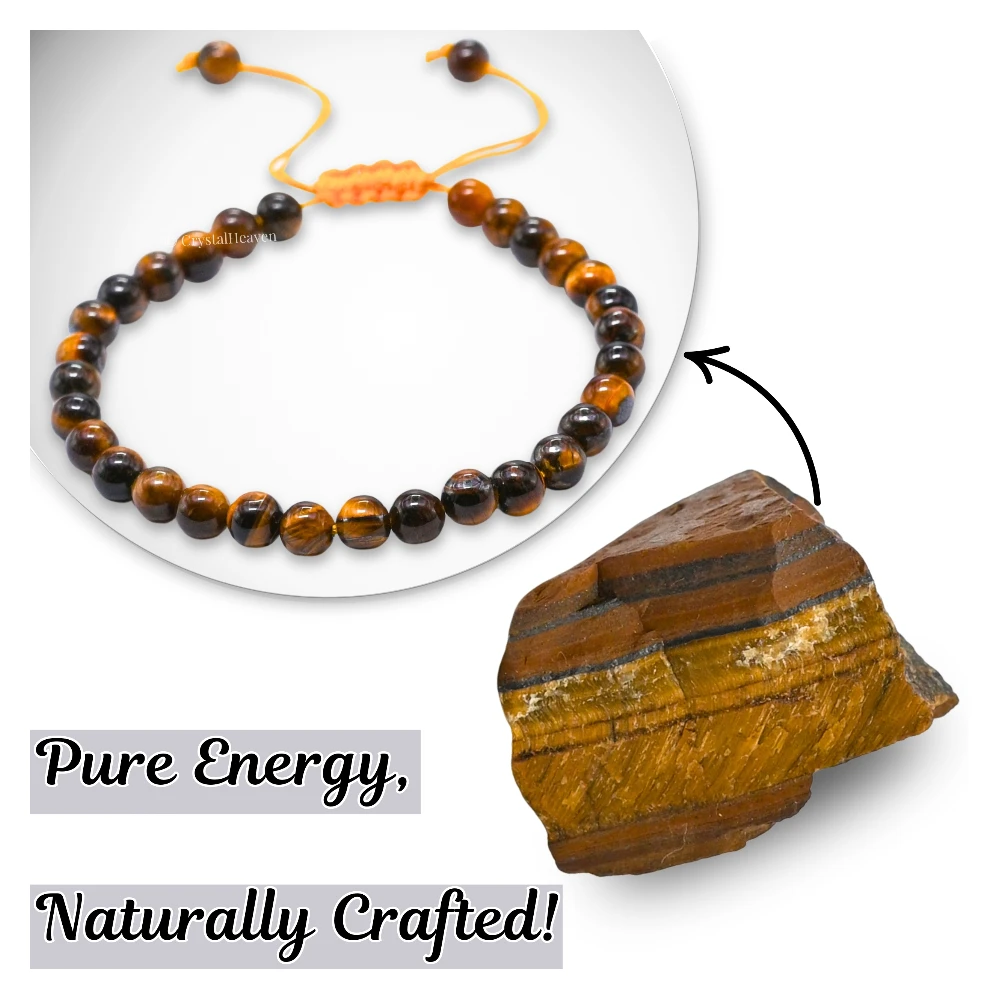 Tiger Eye Healing Crystal Bracelets - 6mm Beads (Adjustable) - Image 6