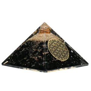 Black Tourmaline Orgone Pyramid (Flower Of Life)