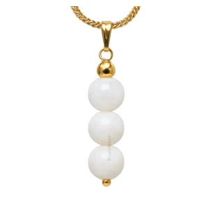 White Moonstone Crystal Bead Necklace (Gold)