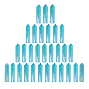 Aqua Aura Quartz Pencil Points (Set of 10)