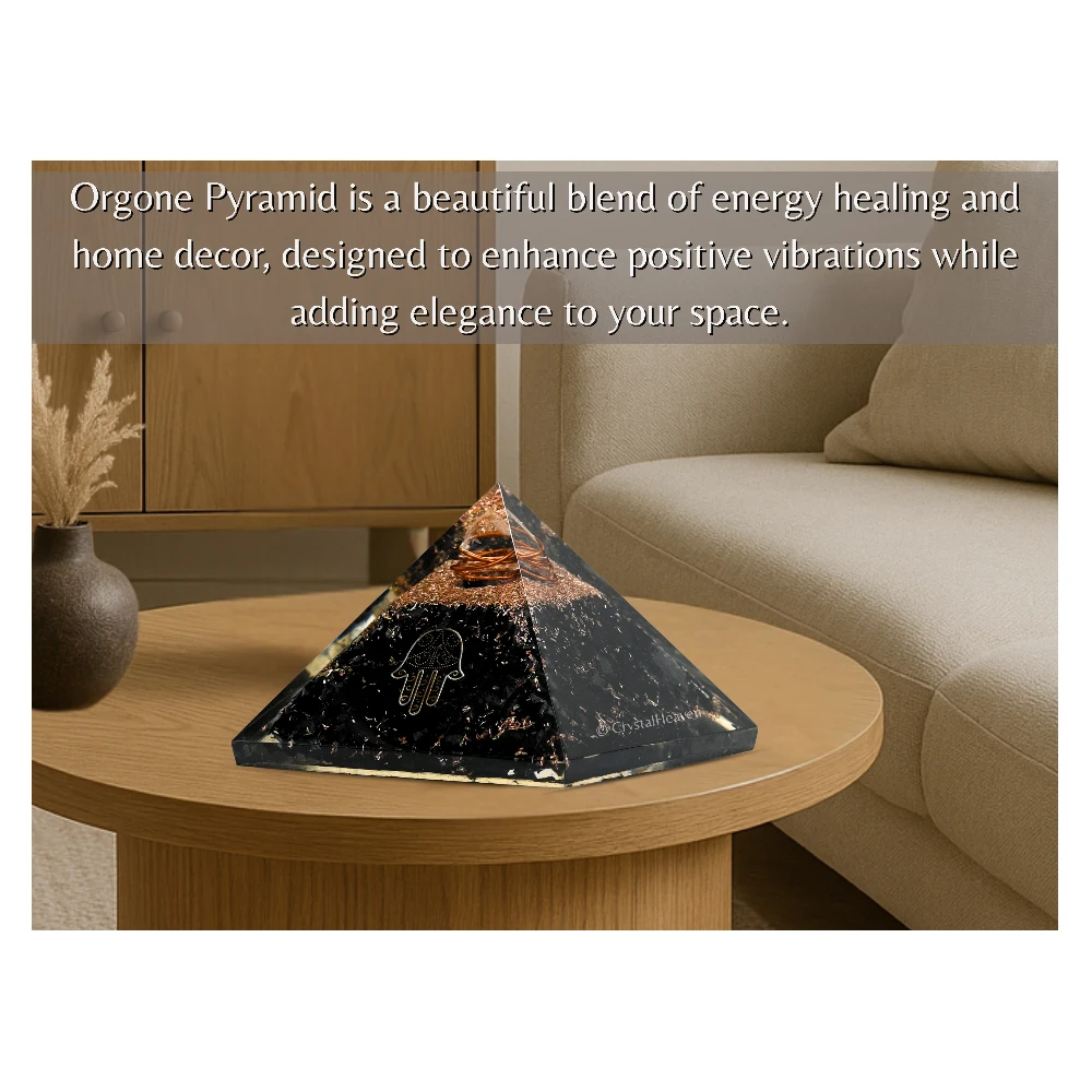 Black Tourmaline Orgone Pyramid (Samll Hamsa) - Image 5