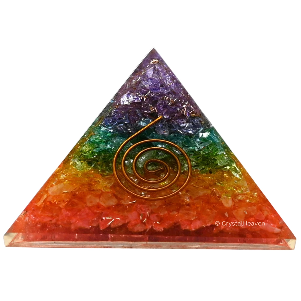 7 Chakra Onyx Orgone Pyramid (Copper Coil) - Image 2