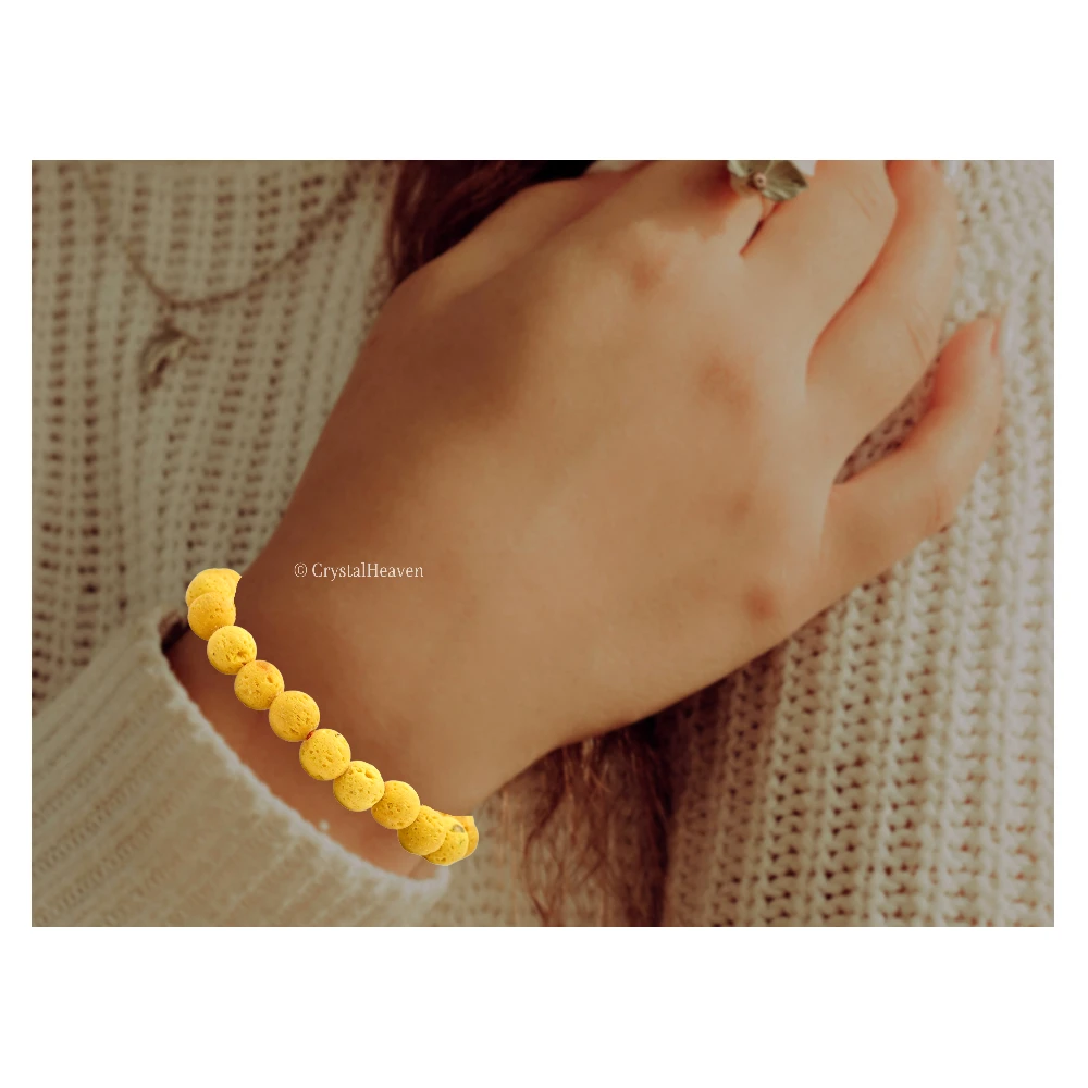 Yellow Lava Stone Bracelet (Adjustable) - Image 5