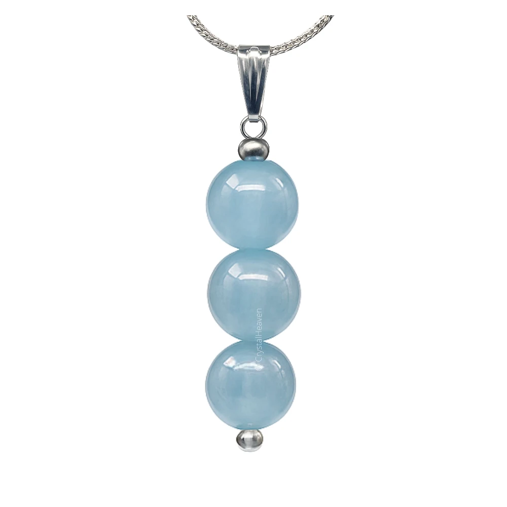Aquamarine Crystal Bead Necklace (Silver)