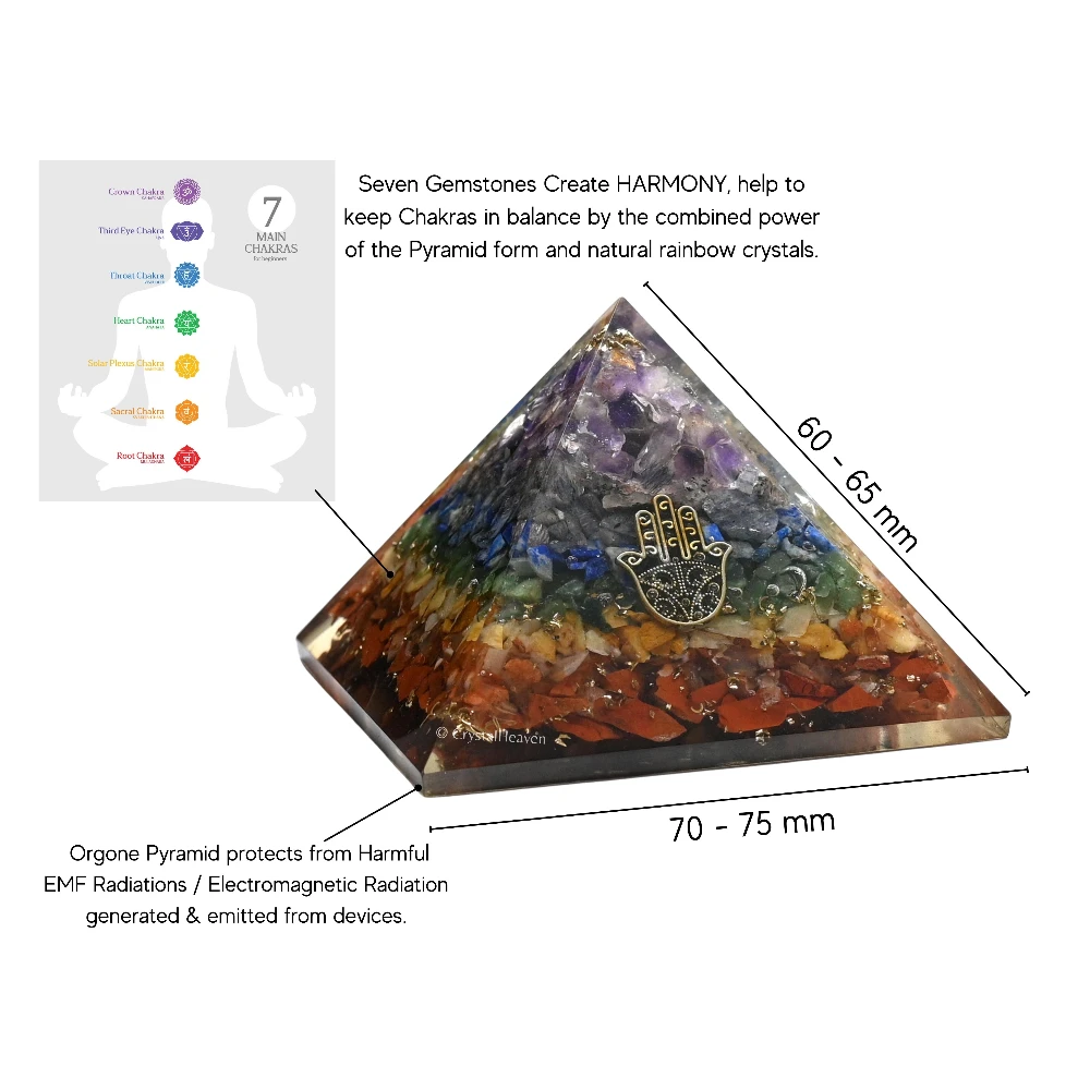 7 Chakra Orgone Pyramid (Small Hamsa) - Image 3