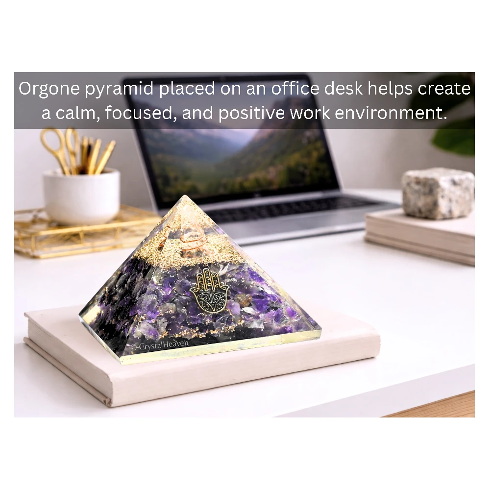 Amethyst Orgone Pyramid (Samll Hamsa) - Image 4