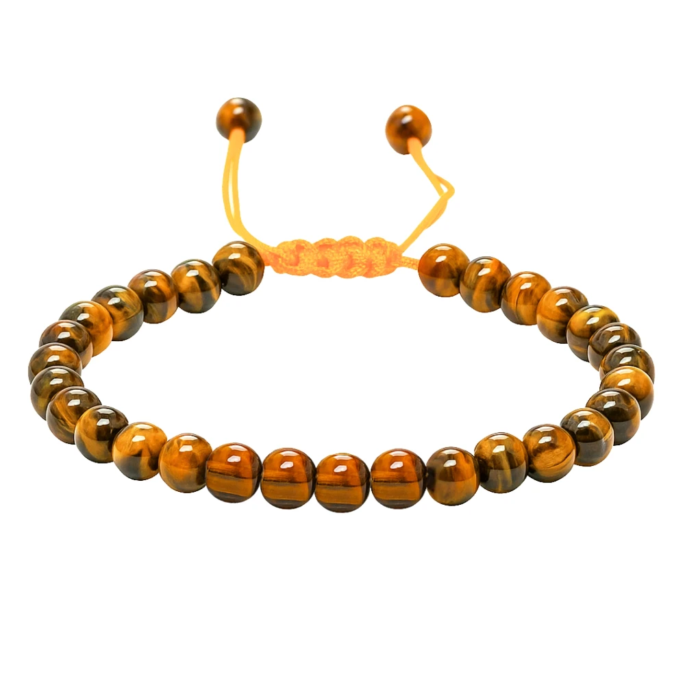 Tiger Eye Healing Crystal Bracelets - 6mm Beads (Adjustable)