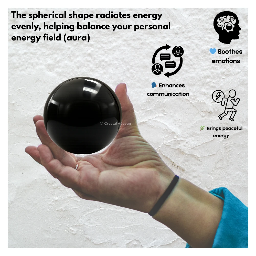 Black Agate Sphere (2 Inch) - Image 4