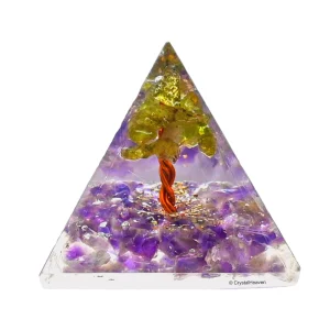 Amethyst with Peridot Tree Orgone Pyramid - 30mm