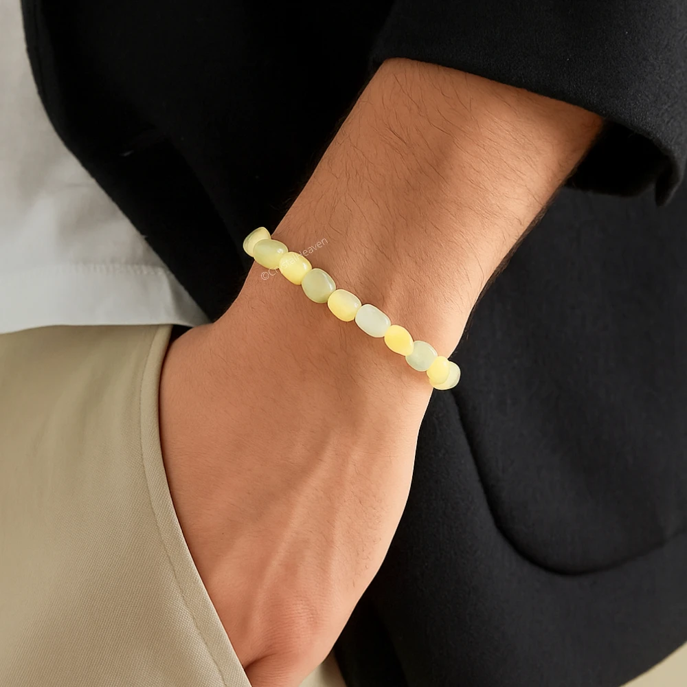 White Moonstone Tumbled Bracelet (Elastic) - Image 6