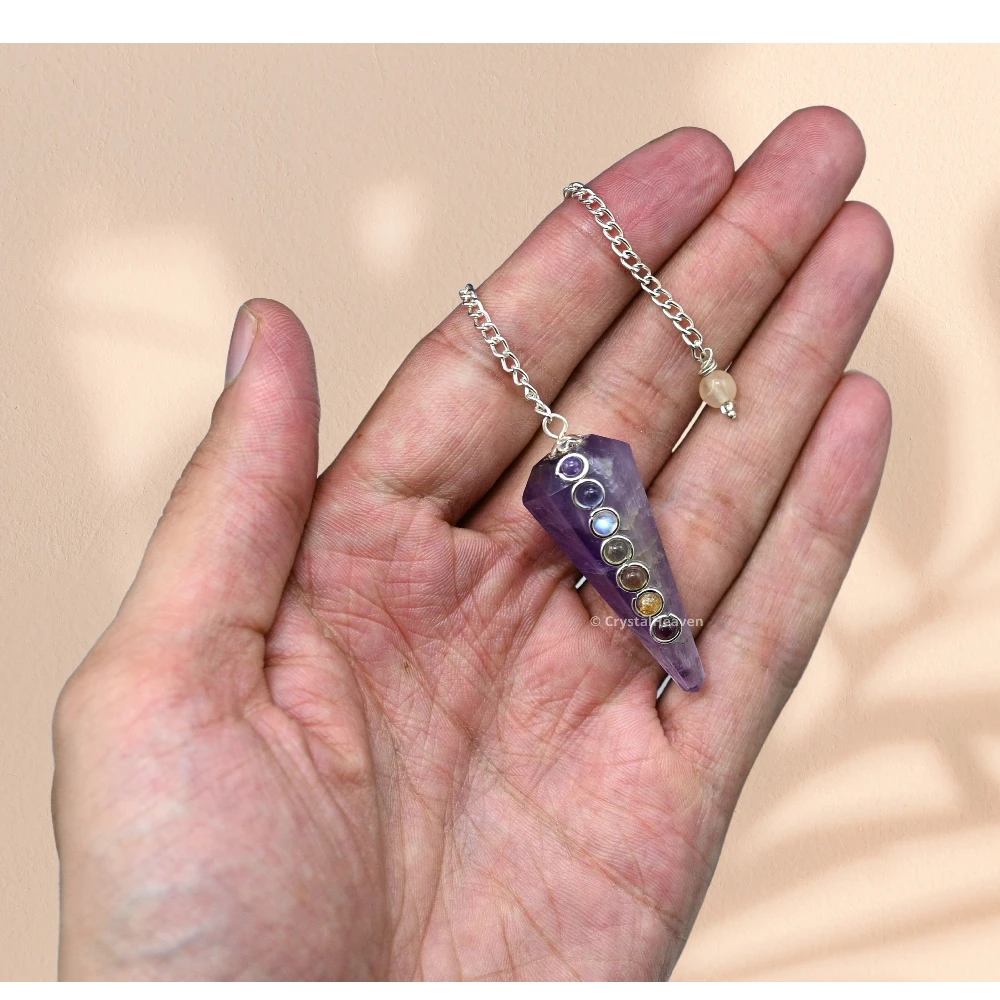 Amethyst Pendulum with Chakra Beads - Image 5