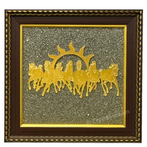 7 Horses with Sun on Natural Pyrite Frame – Vastu Decor
