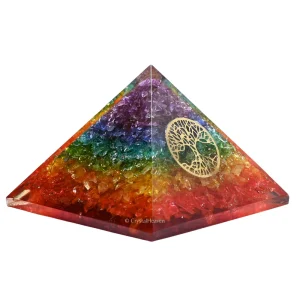 7 Chakra Onyx Orgone Pyramid (Small Tree Of Life)