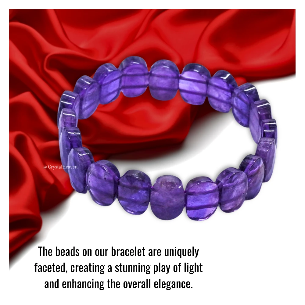 Amethyst Faceted Beads Bracelet - Oval Stone - Image 6