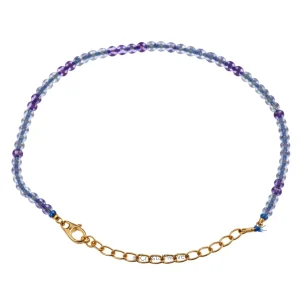 Blue Fluorite Bracelets - 2mm Faceted Beads (Gold)