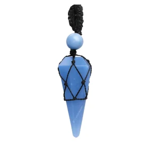 Angelite Pendulum Pendant Necklace (Macrame)