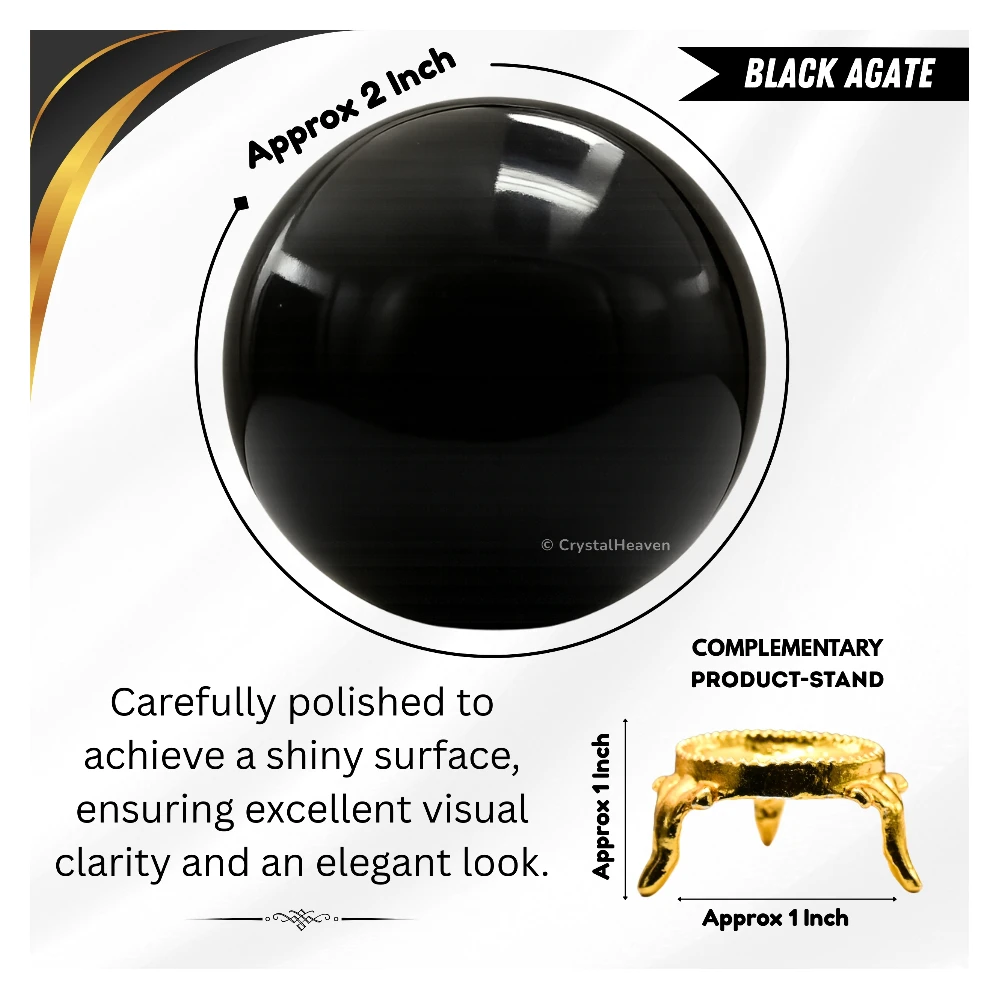 Black Agate Sphere (2 Inch) - Image 3