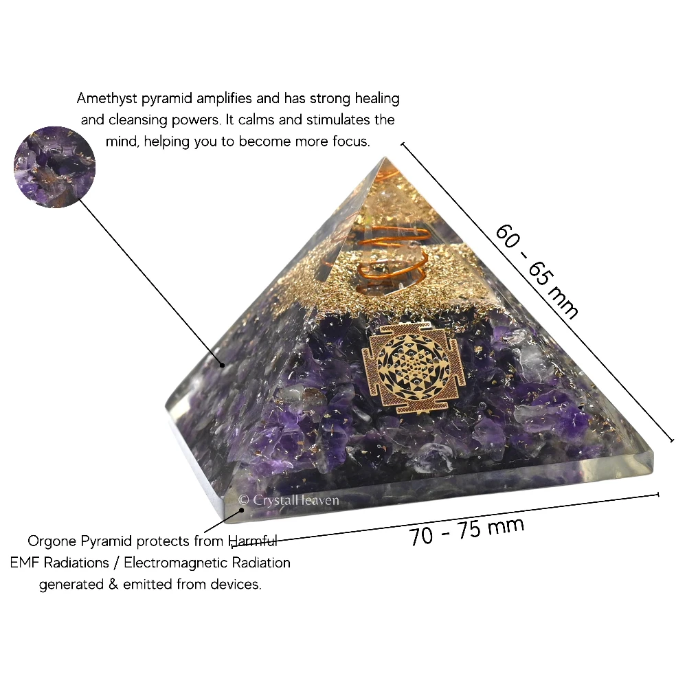 Amethyst Orgone Pyramid (Small Shri Yantra) - Image 3