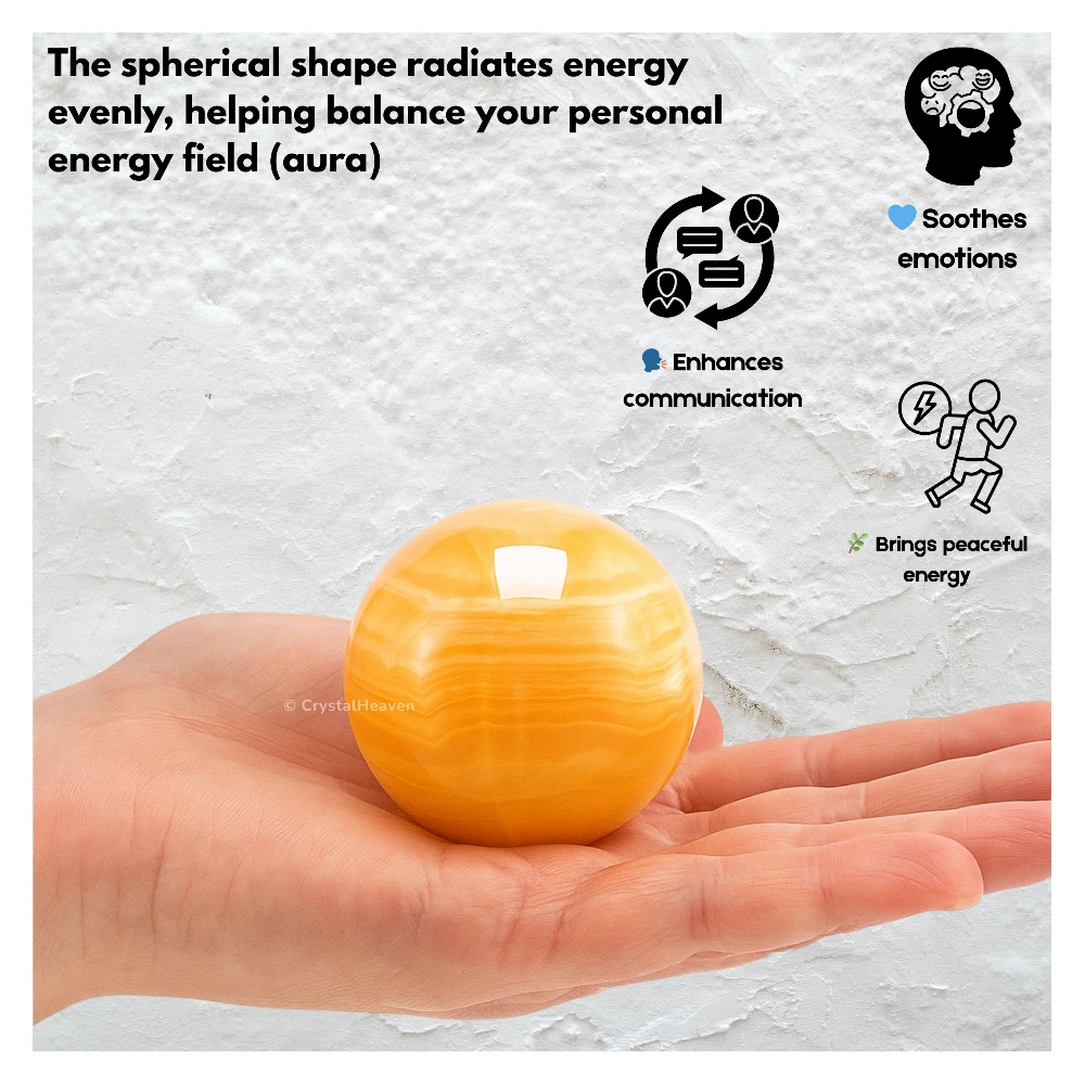 Yellow Calcite Sphere (2 Inch) - Image 4