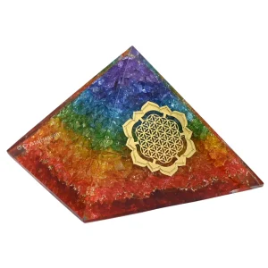 7 Chakra Onyx Orgone Pyramid (Lotus Flower Of Life)