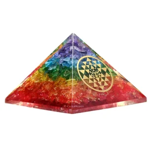7 Chakra Onyx Orgone Pyramid (Round Shriyantra)