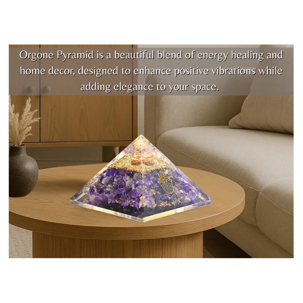 Amethyst Orgone Pyramid (Samll Hamsa) - Image 5