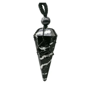 Black and white Tourmaline Pendulum Pendant Necklace (Macrame)