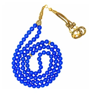 Blue Jade Crystal Tasbih (Gold)