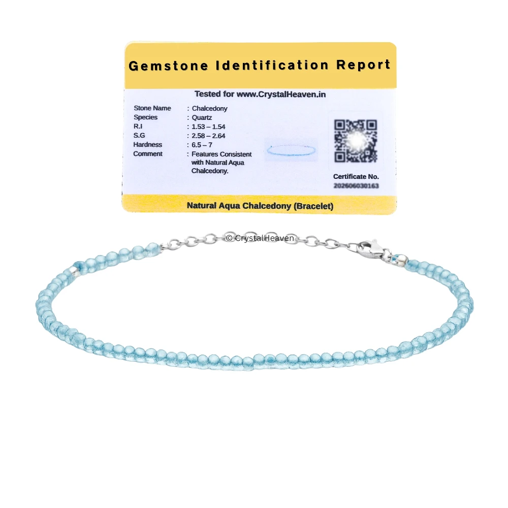 Aqua Chalcedony Bracelets - 2mm Faceted Beads (Silver) - Image 2