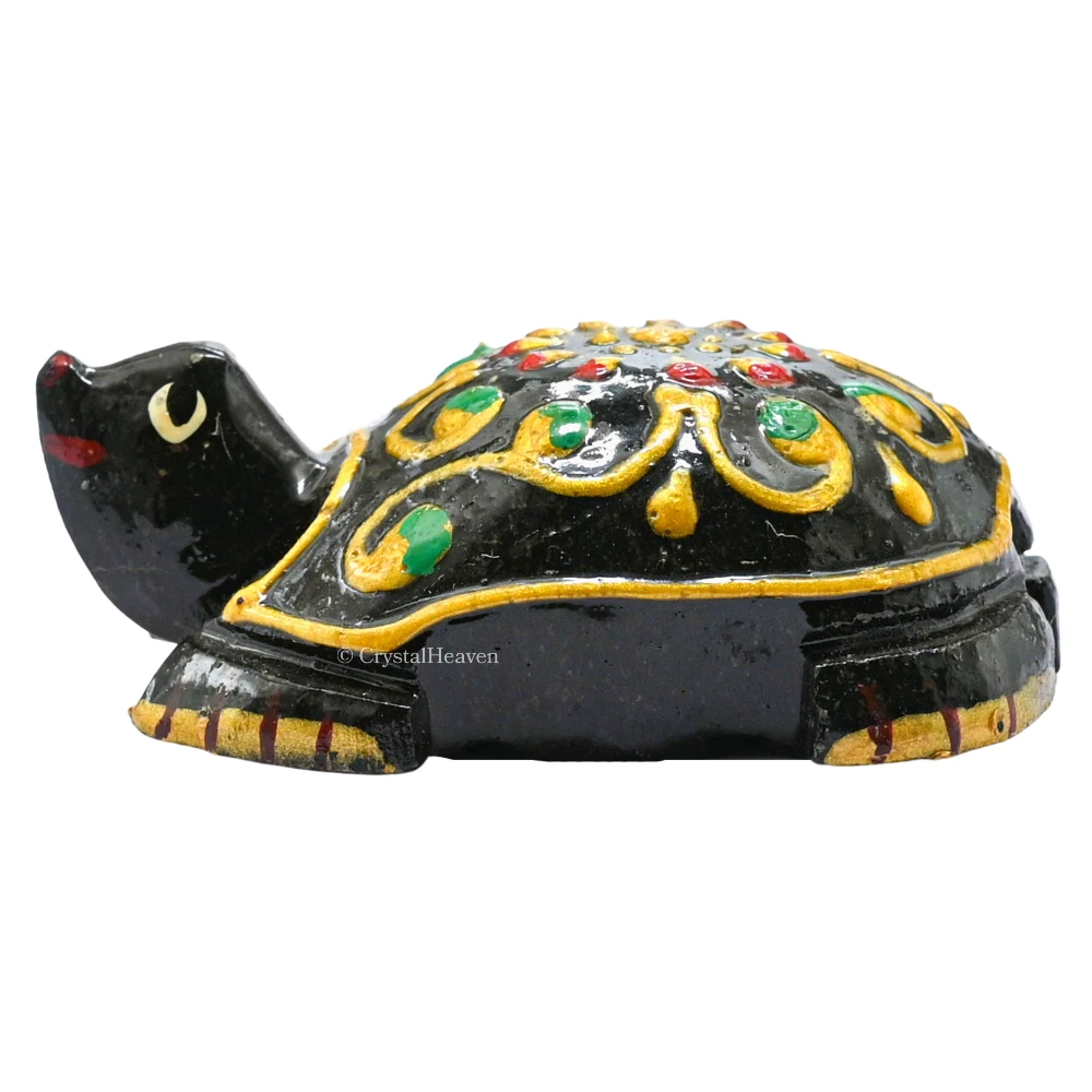 Black Agate Crystal Gemstone Hand Painted Tortoise (2-3 Inch)