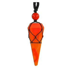 Carnelian Pendulum Pendant Necklace (Macrame)