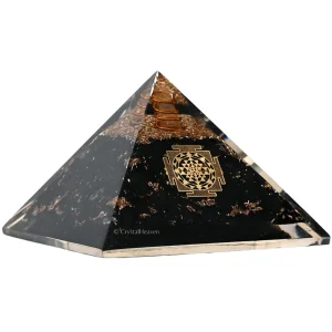 Black Tourmaline Orgone Pyramid (Small Shri Yantra)