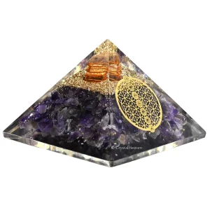 Amethyst Orgone Pyramid (Chakra Flower of life)
