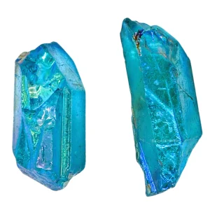 Aqua Aura Quartz Crystals Raw Points (2 Pieces)