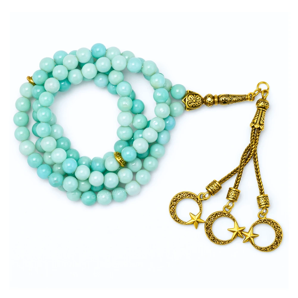Amazonite Crystal Tasbih (Gold) - Image 2
