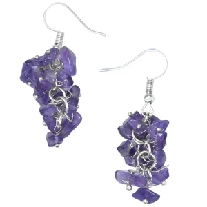 Amethyst Crystal Earrings (Silver)