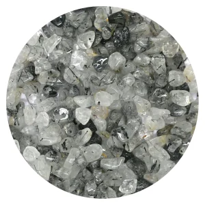 Black Rutilated Quartz Chips - Pre Drilled