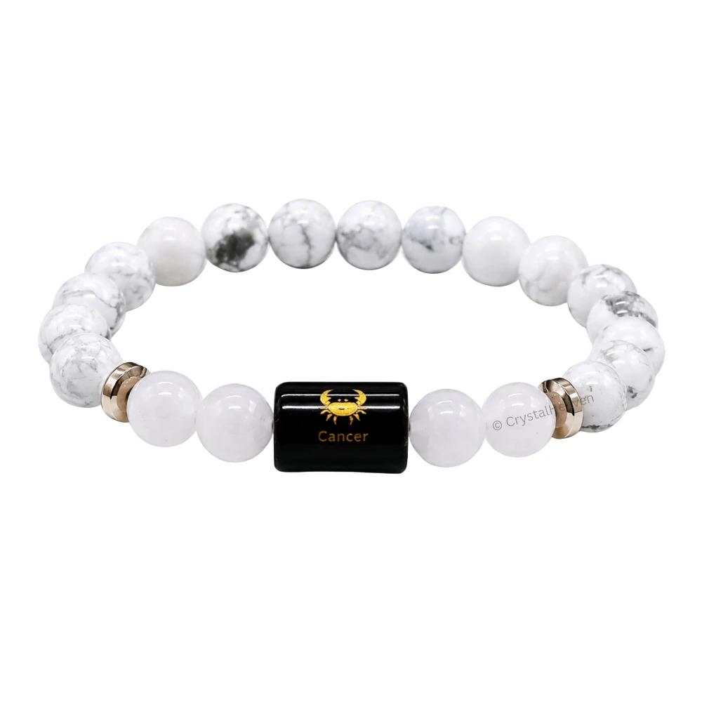 Cancer Bracelet (कर्क राशि) - Howlite & Milky Quartz