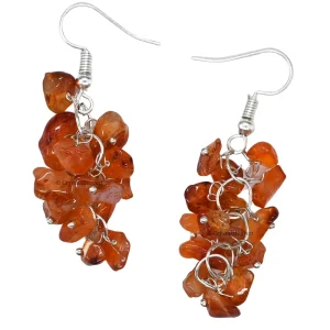 Carnelian Crystal Earrings (Silver)