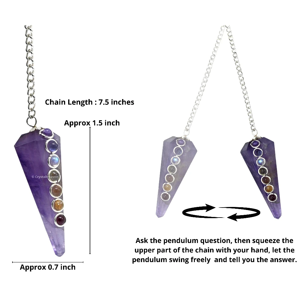 Amethyst Pendulum with Chakra Beads - Image 3