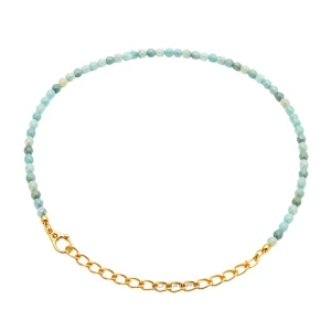 Amazonite Bracelets - 2mm Faceted Beads (Gold)