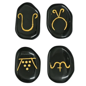 Black Agate Pagan Wiccan Stones (Set of 4)