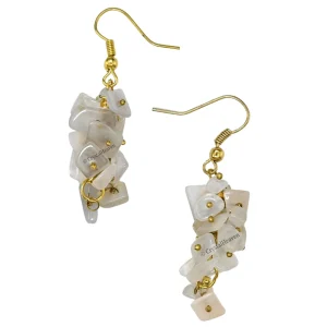 White Moonstone Crystal Earrings (Gold)