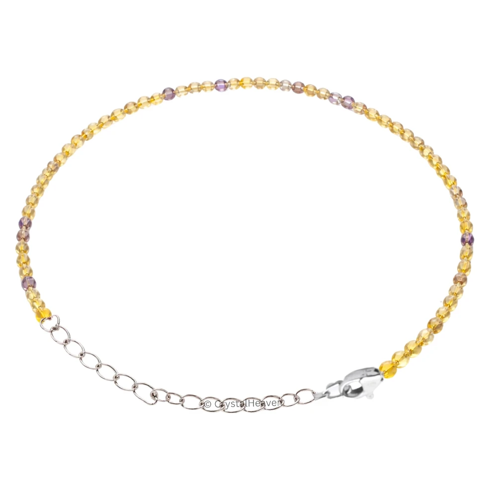 Yellow Fluorite Bracelets - 2mm Faceted Beads (Silver)